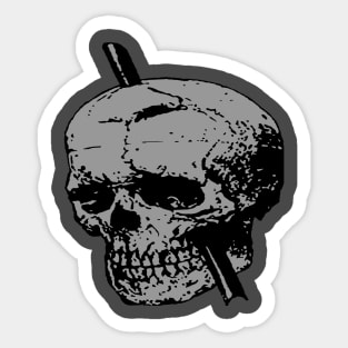 Grey Skull of Phineas Gage With Tamping Iron Sticker